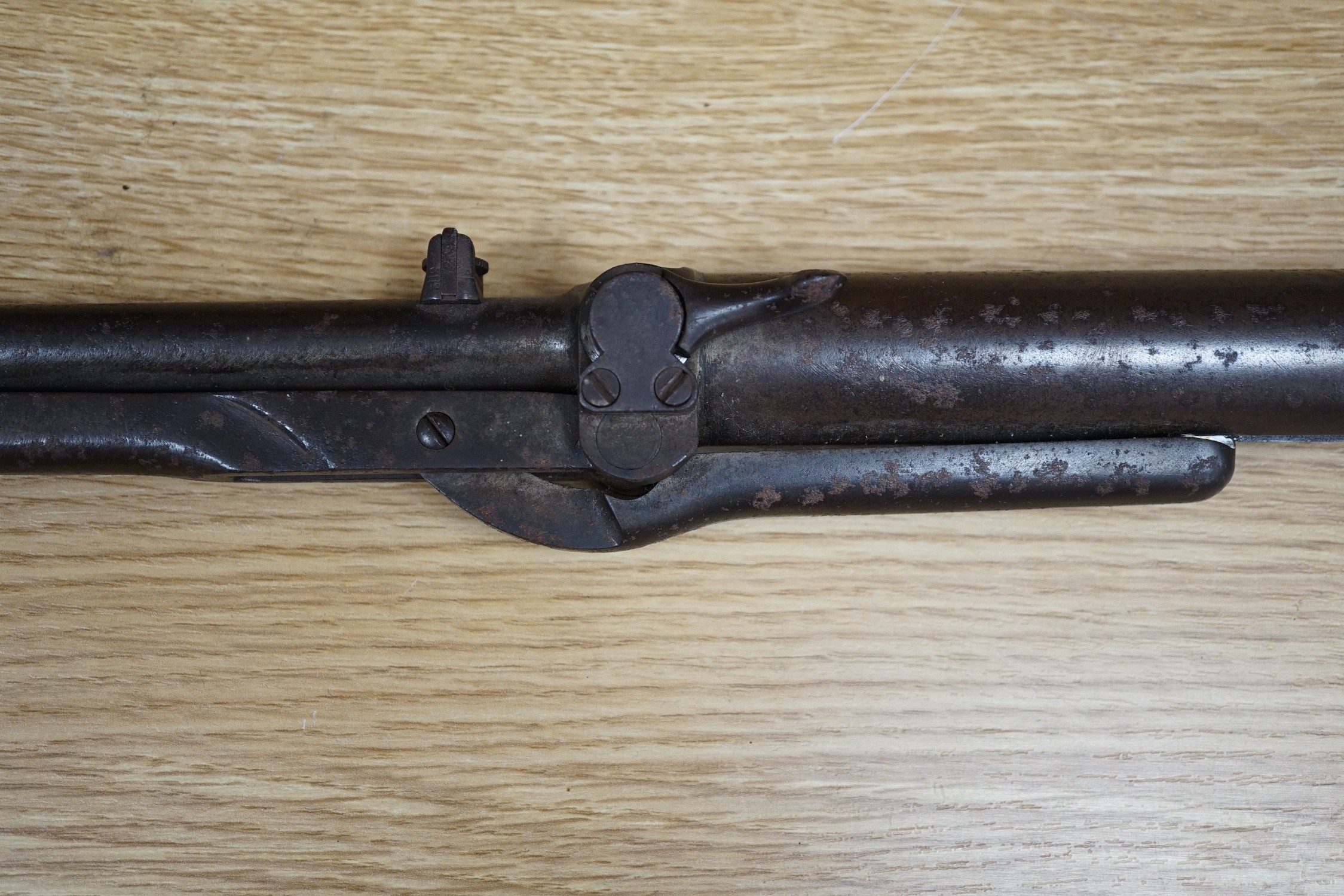 A spring loaded air rifle, early 20th century, 98cms long